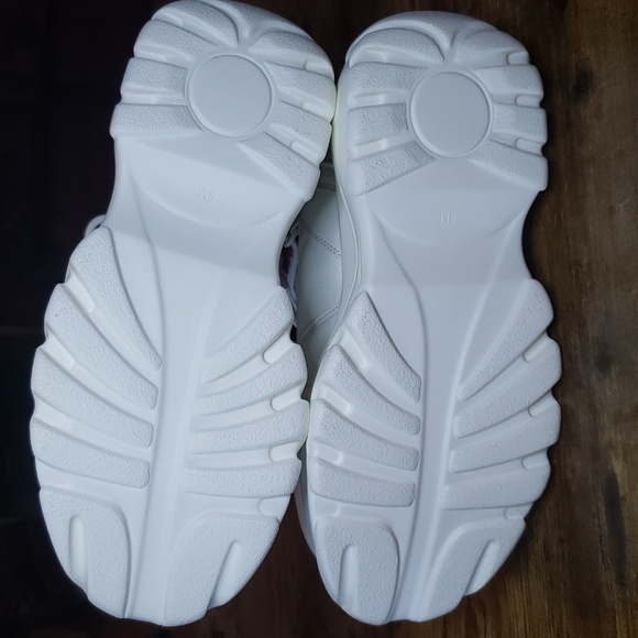 NWOT Sugar Thrillz Fairywalker Chunky Platform Sneakers White with Heart Trim 8M - Picture 7 of 7